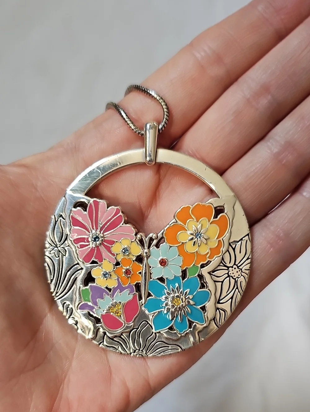 Brighton Enchanted Garden Convertible Reversible Floral Butterfly Necklace